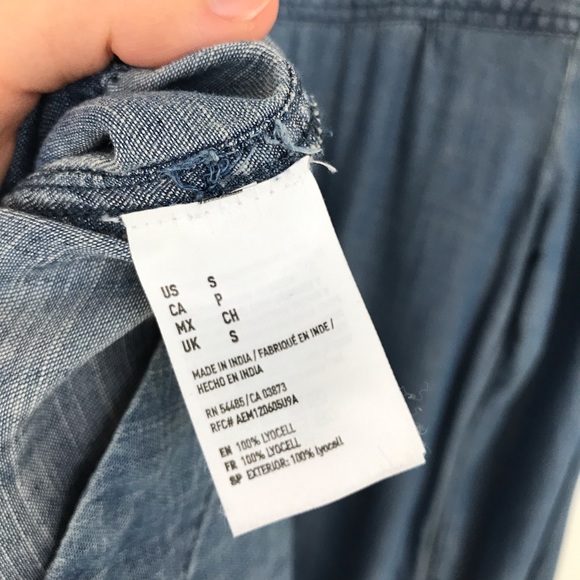 AMERICAN EAGLE Chambray Tie Front Boho Dress - Picture 8 of 8